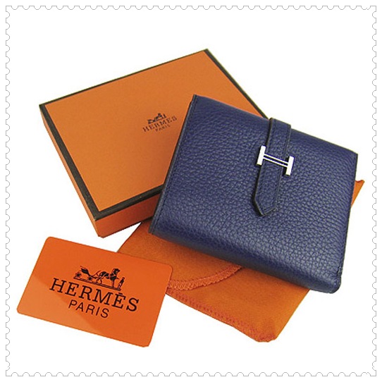 Hermes Bearn Mini Gusset Wallet Dark Blue